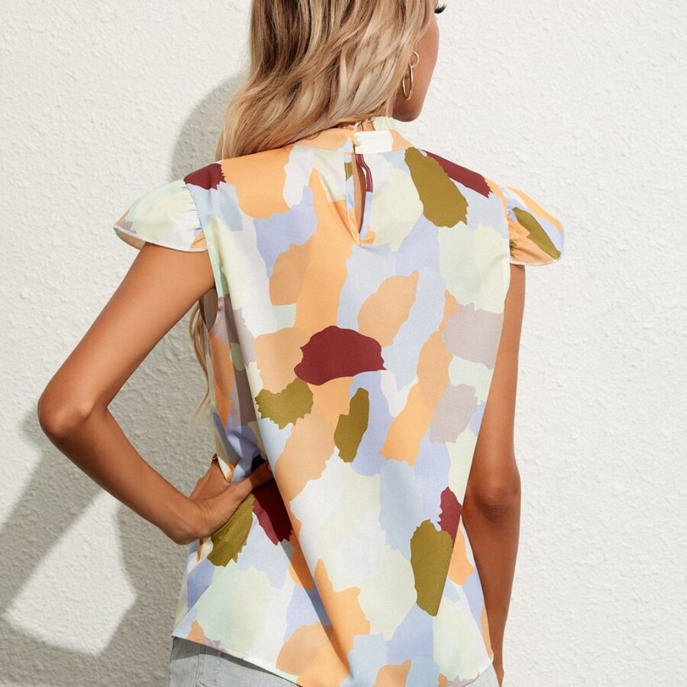 Allover Print Mock Neck Blouse - Picture 2 of 3